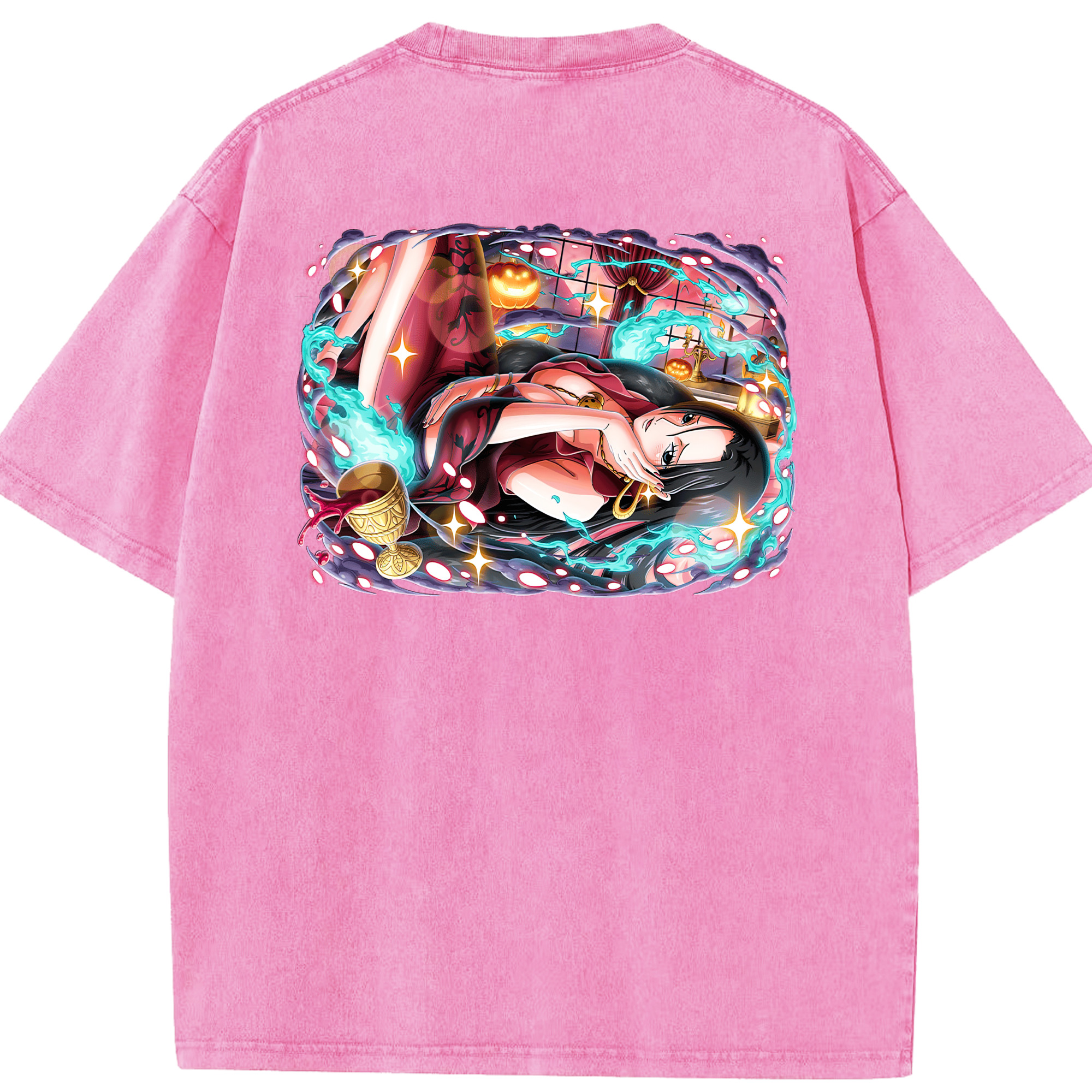 ワンピース ボア・ハンコック ONE PIECE Boa·Hancock 綿100% ヴィンテージ風 半袖Tシャツ（背面プリント）